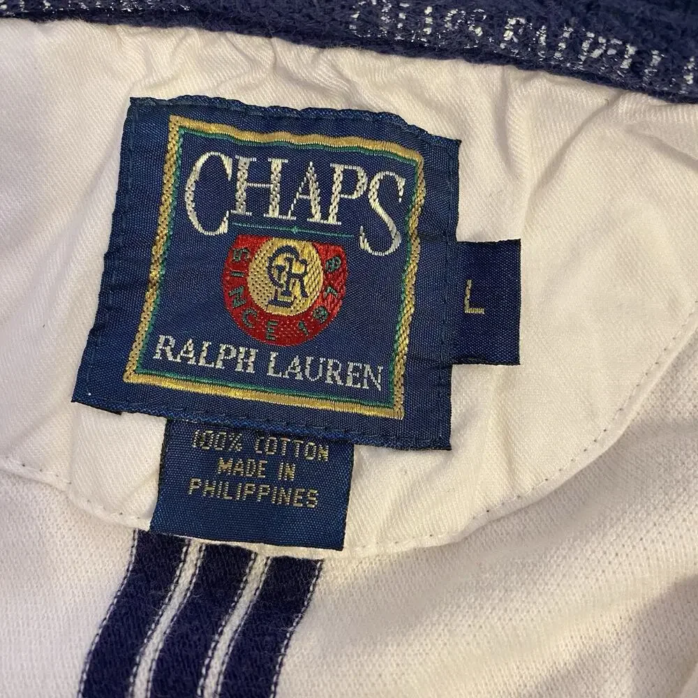 Vintage Ralph Lauren Chaps Short Sleeve Polo Shirt Men's L Colorful Striped Logo